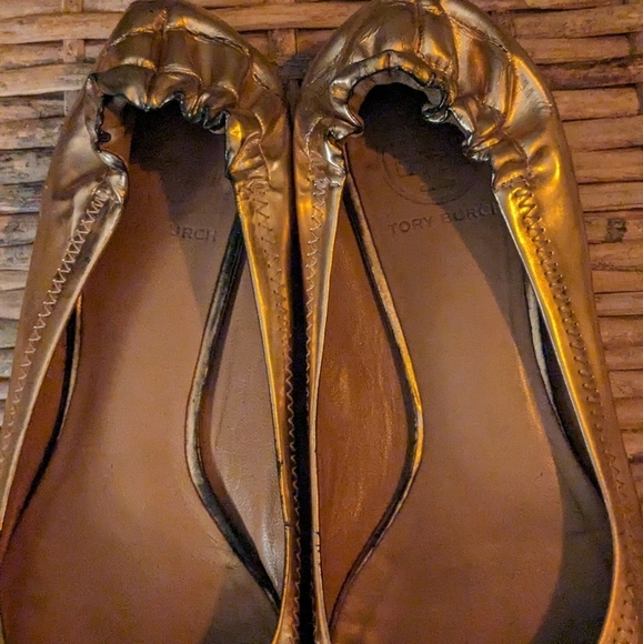 Tory Burch metallic rose gold leather ballet flats size 8 (approx) - Picture 8 of 9